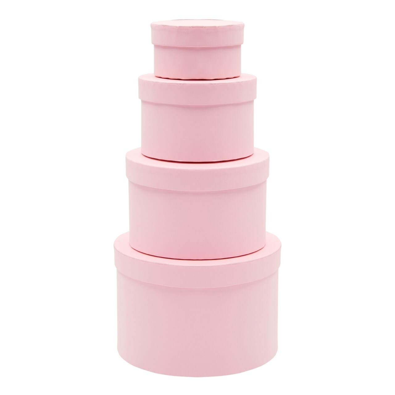 Set of 4 Round Nesting Gift Boxes with Lids, Small Circular Stacking  Decorative Hat Boxes, Circle Bandbox for Presents, Jewelry Storage, and  Cosmetics in 4 Assorted Sizes (Light Pink)
